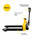 Aiko Pallet Truck 2Ton 550*1150mm with Weighing Scale Double PU Wheel W/O Printer