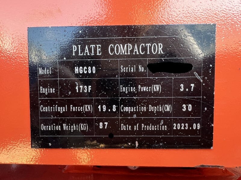 Aiko Plate Compactor C/W L170f Diesel | Model: HGC80D Plate Compactor Aiko 