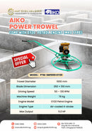 Aiko Power Trowel SM1000 With EY20 Petrol Engine (MKS Type) | Model : PTM-SM1000+EY20 Power Trowels Aiko 