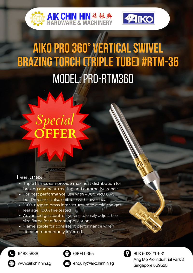 Aiko Pro 360° Vertical Swivel Brazing Torch (Triple Tube)