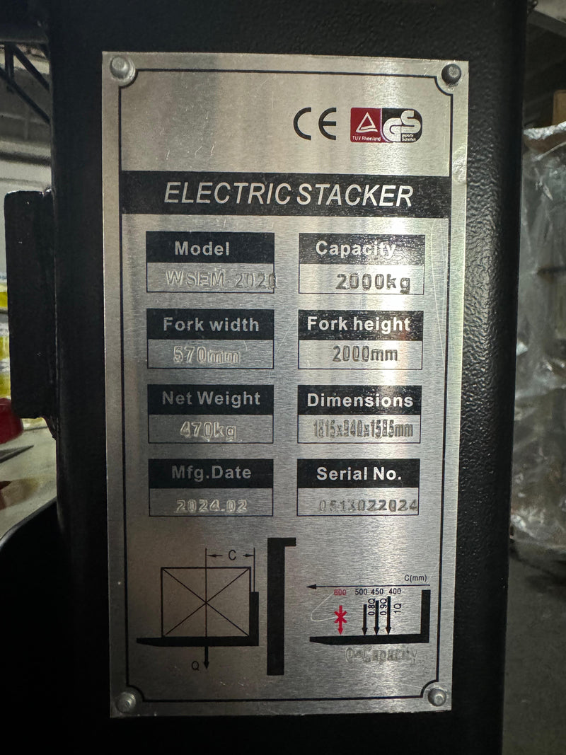 Aiko Semi-Electric Stacker 2 Ton 2M | Model : PT-WSEM-2020 Semi Electric Stacker Aiko 
