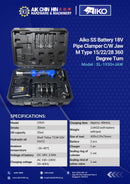 Aiko SS Battery 18V Pipe Clamper C/W Jaw M Type 15/22/28 360 Degree Turn | Model: SL-1930+JAW Pipe Clamper Aiko 