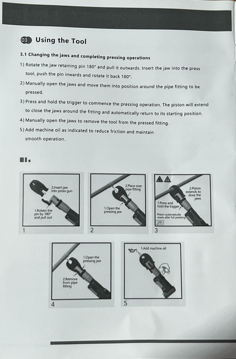 Aiko Stainless Steel Battery 18V Pipe Clamper M Type Jaw GE-1550 360 Degree Turn 15,22,28,35,42,54mm | Model: GE-1550+JAW Pipe Clamper Aiko 