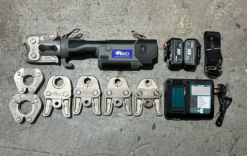 Aiko Stainless Steel Battery 18V Pipe Clamper M Type Jaw GE-1550 360 Degree Turn 15,22,28,35,42,54mm | Model: GE-1550+JAW Pipe Clamper Aiko 