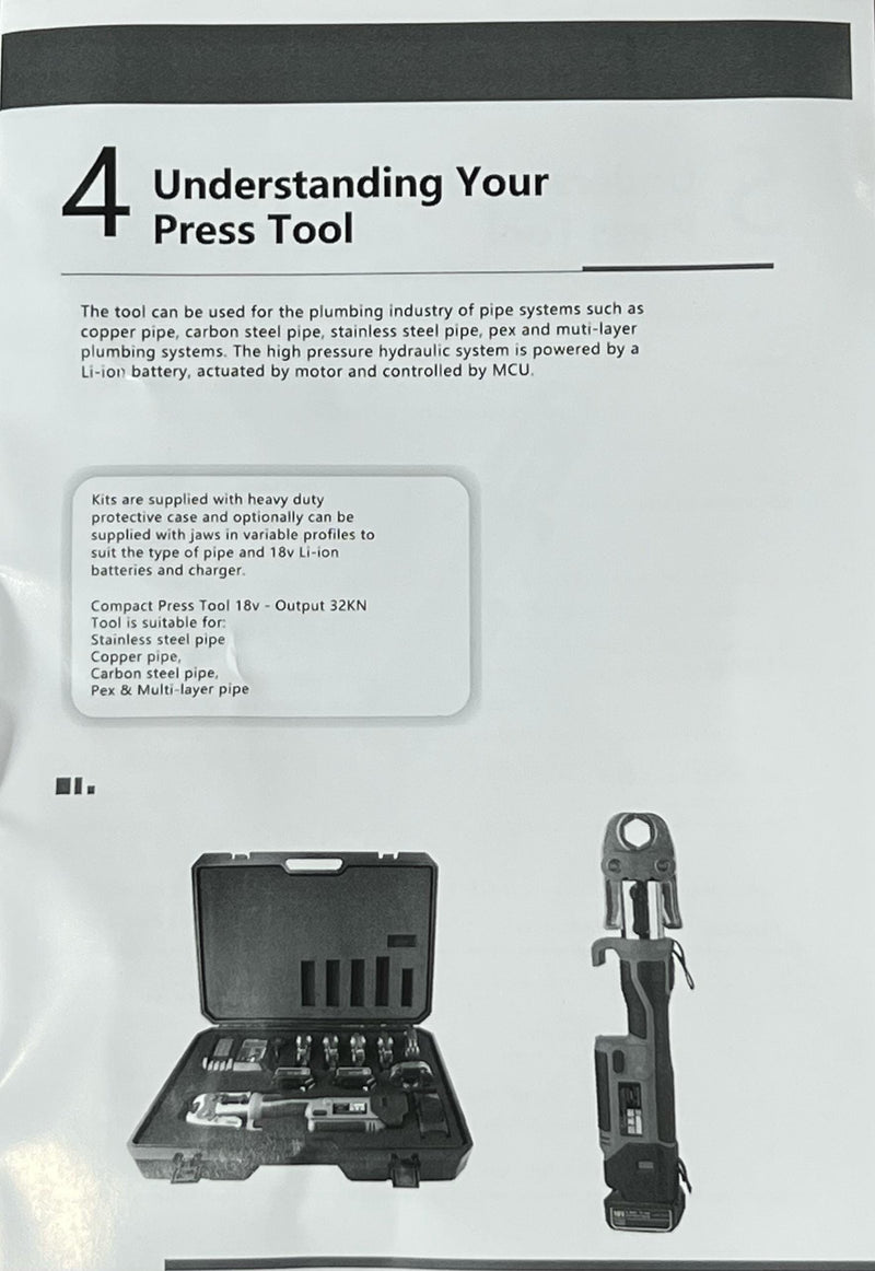 Aiko Stainless Steel Battery 18V Pipe Clamper M Type Jaw GE-1550 360 Degree Turn 15,22,28,35,42,54mm | Model: GE-1550+JAW Pipe Clamper Aiko 