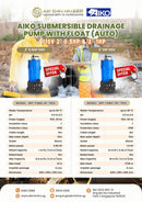Aiko Submersible Drainage Pump 2" 0.5HP 60Hz 110V With Float (Auto) : WP-FSM2.4F-110V Submersible Pump Aiko 