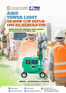 Aiko Tower Light 4X400W C/W 6GFLN-186FAE Generator - Mobile Worksite Lighting & Power Solution for Construction & Outdoor Jobs | Model: AK1600LED+LT6500SE Tower Light Aiko 