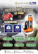 Aiko V2200-4 Sewage Pump (Mesh) 4" 2200W | Model: WP-V2200-4 Sewage Pump Aiko 