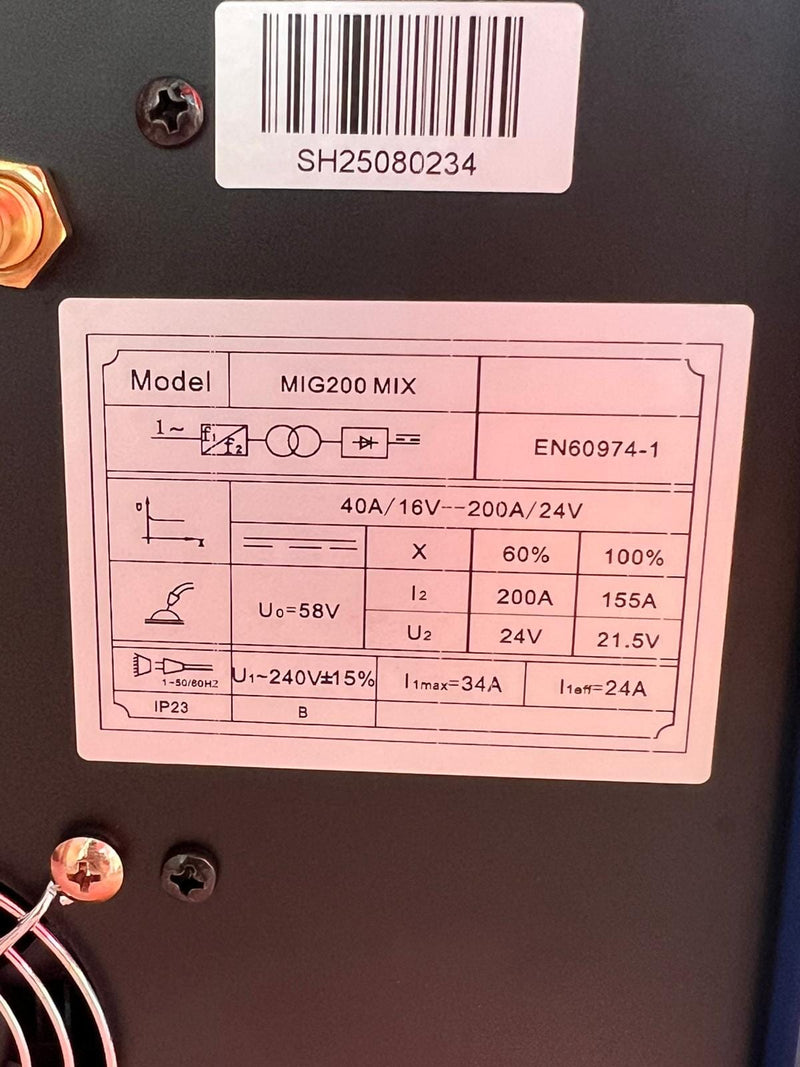 Aiko Welding Machine MIG200MIX 240V C/W 2.5m QTB150 Torch + 3m Welding Cable & Earth Cable | Model: W-MIG200MIX-3IN1 Welding Machine Aiko 