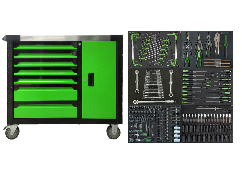 Aiko Work Shop Tool Cabinet Big (Green) with 200 Pcs Tool Set