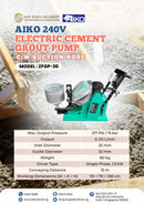 Aiko ZFGP-20 Electric Cement Grout Pump Direct Suction with 240V Single Phase Come with Hose | Model : ZFGP-20 Cement Grout Pump Aiko 