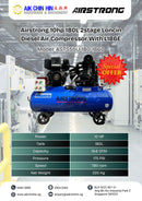 Airstrong 10hp 180L 2stage Loncin Diesel Air Compressor With L186E | Model : ASTS55U-180-186D Air Compressor Airstrong 