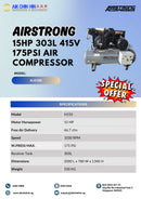Airstrong 15Hp 303L 415V 175Psi Air Compressor | Model : A-H150 Air Compressor Airstrong 