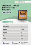 AIRSTRONG 15HP VSD Belt Driven Screw Compressor | Model : A-ASPM15A Air Compressor AIRSTRONG 