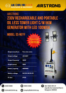 Airstrong 230V Rechargeable and Portable Oil Less Tower Light C/W 5KW Generator with LED 100wX4 | Model: SS-NEYY Tower Light AIRSTRONG 
