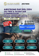 Airstrong 5HP 100L 230V Oil Free & Silent Air Compressor