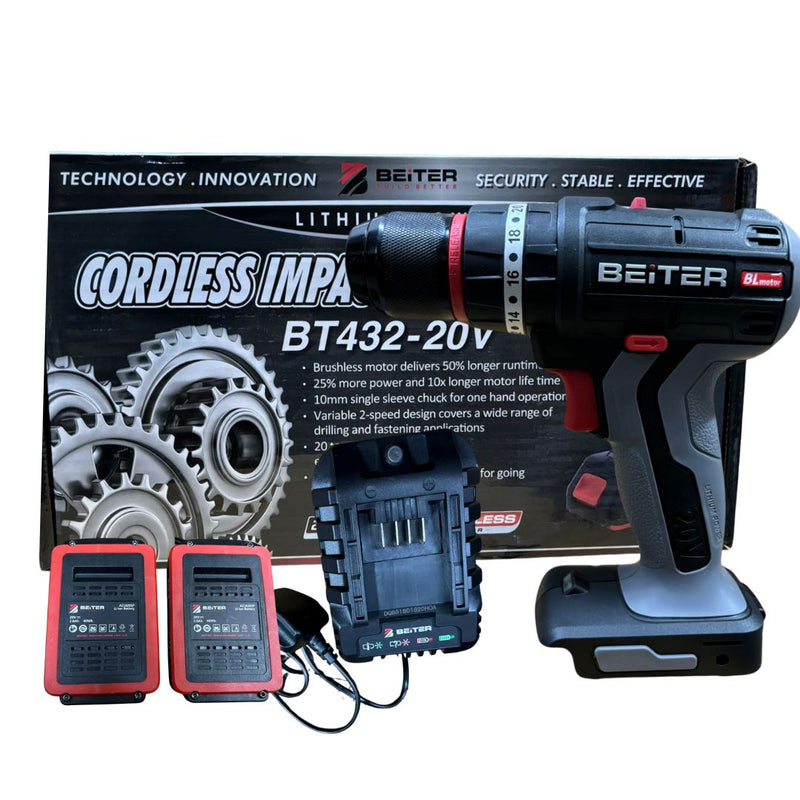 BEITER 20V Cordless Impact Drill 10MM 1.5AH BL | Model : BT432-20V BEITER 