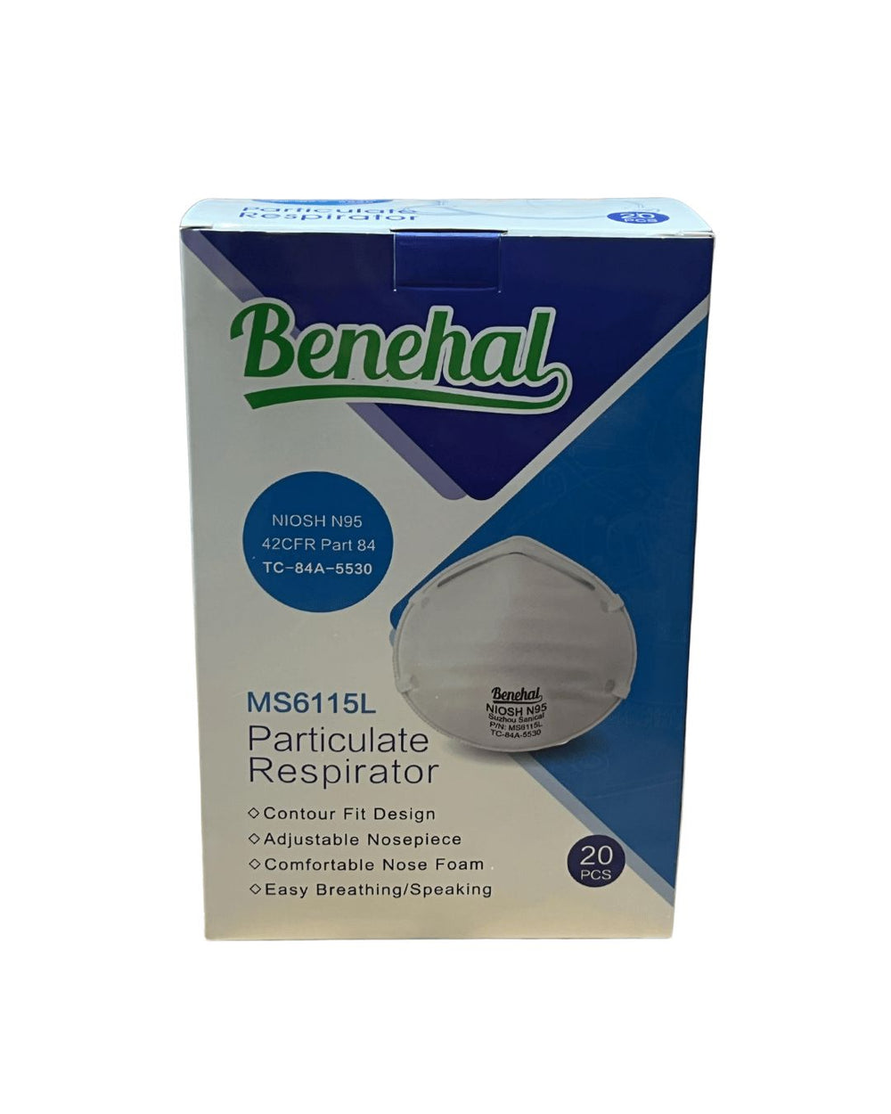 Benehal Niosh N95 Mask (20pcs/Box) | Model: MASK-N95-MS6115L