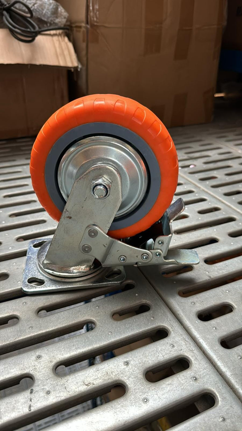 Best Run/OTS Orange PU Castor Wheel 4" 5" 6" 8" | Model : C-OR Castor Wheel OTS 6" Brake 