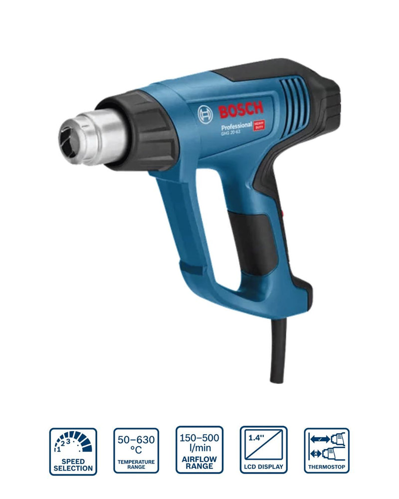 Bosch 2000W Heat Gun High Performance with Temperature Control & LCD Display | Model : B-GHG20-63 Heat Gun BOSCH 