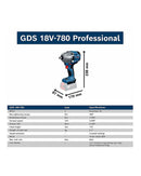 Bosch GDS 18V-780 Cordless Impact Wrench (Solo) | Model: B-GDS18V-780-S Power Tools > Impact Wrenches Bosch 