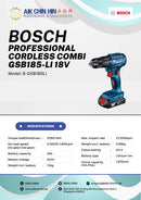 BOSCH PROFESSIONAL CORDLESS COMBI GSB185-LI 18V | Model : B-GSB185LI Cordless Impact Drill Bosch 