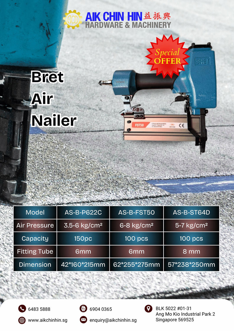 Bret 2-In-1 Air Nailer | Model : AS-B-FST50 Air Nailer Bret 