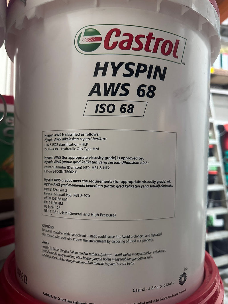 Castrol 18L Hydraulic Oil Aws68 18L | Model : OIL-C6818 Hydraulic Oil Castrol 