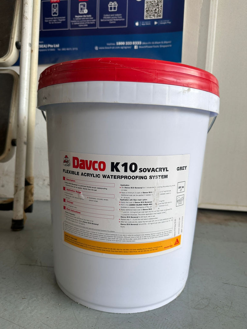 Davco 25kg K10 Sovacrly | Color : White & Grey | Model : DAVCO-K10 Waterproof Solutions DAVCO-SIKA 