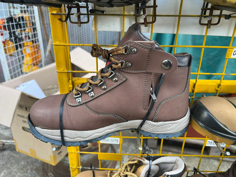 D&D Brown Mid Cut & Laced + Zip Up Premier Safety Shoe | Model : 8858 | UK Sizes : #6, #7, #8, #9, #10, #11