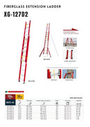 Double Extension Fiberglass Fireman Ladder | Model : L-XG127D2 Fireman Ladder XG 