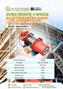 Duke Winch 415V, 500kg, 8mm x 60m Electric Wire Rope Winch 4 Wires | Model : WIN-DU210-3 Winch Duke 