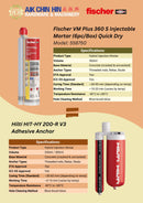 Fischer VS Plus 360 S Injectable Mortar (558750)(HY200)(6pc/Box) Quick Dry | Model: 558750 Injectable Mortar Fischer 