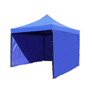 Gazebo Tent 3X3m With Semi-Automatic Black Hex Frame And 3 Side Cover (Blue Canvas) | Model: TENT-3X3M-C-H Tent Gazebo 