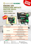 Hikoki 18V (Buy 1 Free 1) Peak 62NM 13mm Cordless Impact Driver Drill