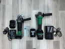 Hikoki 18V Cordless 4'' Grinder H-G18DSL2-3AH + 18V Brushless Angle Grinder Cordless H-G1810DG-4.0AH Combo Set c/w 2 Charger and 4 Battery (2pcs 3Ah Battery &amp; 2pcs 4Ah Battery) | Model: H-CB-G3+G4 Cordless Combo Kit Hikoki 