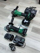 Hikoki 18V Cordless 4'' Grinder H-G18DSL2-3AH + 18V Brushless Angle Grinder Cordless H-G1810DG-4.0AH Combo Set c/w 2 Charger and 4 Battery (2pcs 3Ah Battery &amp; 2pcs 4Ah Battery) | Model: H-CB-G3+G4 Cordless Combo Kit Hikoki 