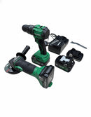 Hikoki 18V Cordless 4'' Grinder H-G18DSL2-3AH + 18V Brushless Impact Driver Drill H-DV18DG(E)-4.0AH Combo Set c/w 1 Charger and 4 Battery (2pcs 3Ah Battery &amp; 2pcs 4Ah Battery) | Model: H-CB-G3+DV18 Cordless Combo Kit Hikoki 
