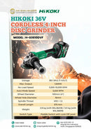 Hikoki 36V Cordless 4-Inch Disc Grinder | Model: H-G3610DVF Disc Grinder Hikoki 