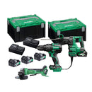 Hikoki 36V Cordless Power Tool Set Rotary Hammer + Impact Driver Drill + Angle Grinder | Model : H-C2-DH3628DA-E Cordless Combo Kit HIKOKI 