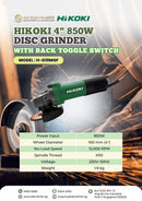 Hikoki 4" Disc Grinder 850W with Back Toggle Switch | Model: H-G10MGF Disc Grinders Hikoki 