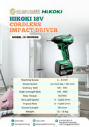 Hikoki C2-WH18DD 18V cordless impact driver with ergonomic grip and compact design, showing the tool's front and side view.