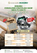 Hikoki C3607DA 36V 185mm (7-1/4") Cordless Circular Saw (Multi Volt) | Model: H-C3607DA Cordless Circular Saw Hikoki 