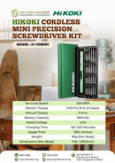 HiKOKI cordless mini precision screwdriver kit with electric screwdriver and various bits, compact and lightweight for detailed work.