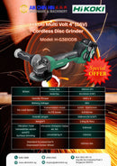 Hikoki Multi Volt 4" (36V) Cordless Disc Grinder G3610DB/C2-G3610DB | Model: H-G3610DB Cordless Disc Grinder HIKOKI 