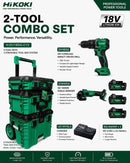 HiKOKI Tough Combo 1 DV18DG + G1810DG 18V Brushless Kit — 62Nm Driver Drill, 100mm Grinder, 3× 4.0Ah, Charger | Model: H-DV18DG-C13 Cordless Impact Driver Drill Hikoki 