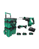 Hikoki Tough Combo 2 (DH1826DA 18V 26mm Cordless Rotary Hammer *Bare) + (G1810DG 18V 100mm Angle Grinder *Bare) + (BSL1840MF 18V Lithium-ion Battery X 3) + (UC18SFL Charger X 1 + Storage Box X 3pcs ) | Model: H-DH1826DA-C13 Rotary Hammer Hikoki 