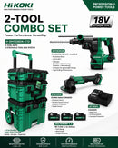 Hikoki Tough Combo 2 (DH1826DA 18V 26mm Cordless Rotary Hammer *Bare) + (G1810DG 18V 100mm Angle Grinder *Bare) + (BSL1840MF 18V Lithium-ion Battery X 3) + (UC18SFL Charger X 1 + Storage Box X 3pcs ) | Model: H-DH1826DA-C13 Rotary Hammer Hikoki 
