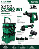 HiKOKI Tough Combo 2 DH1826DA + G1810DG 18V Brushless Kit — 26mm SDS Hammer 3.2J, 100mm Grinder, 3× 4.0Ah, Charger | H-DH1826DA-C13 Rotary Hammer Hikoki 