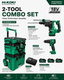 Hikoki Tough Combo 3 (DH1826DA 18V 26mm Cordless Rotary Hammer *Bare) + (DV18DG 18V Cordless Impact Driver Drill *Bare) + (BSL1840MF 18V Lithium-Battery X 3) + (UC18SFL Charger X 1 + ) | Model: H-DH1826DA-C14 Cordless Rotary Hammer Hikoki 